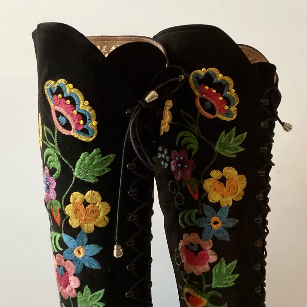 Vintage Penny Lane Embroidered Lace Up Granny Boots sz 7.5 - Picture 6 of 10